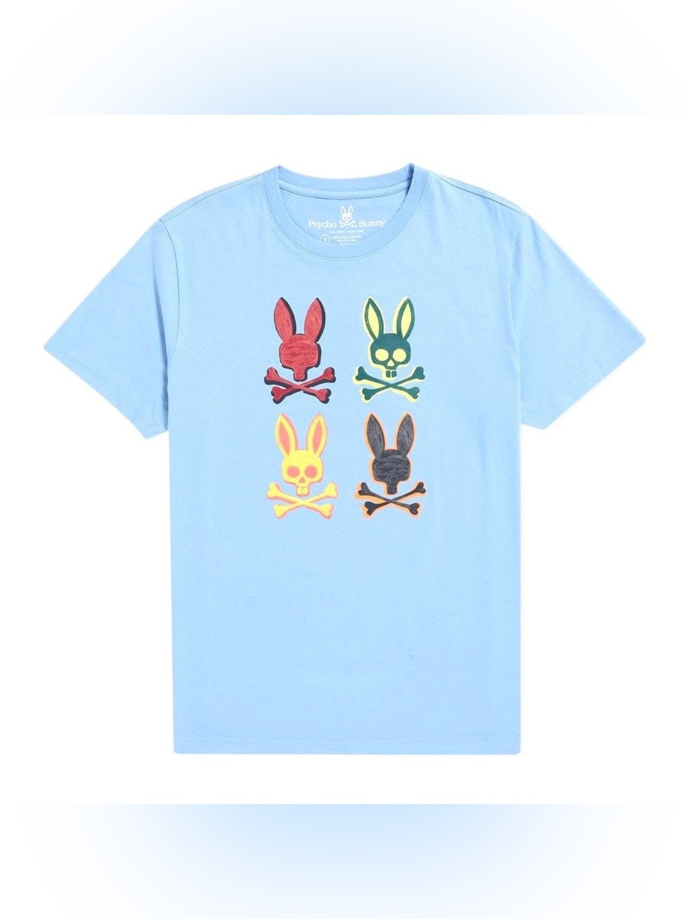 Psycho Bunny Men's Glacial Blue Bennett Multi Bunny Graphic T-Shirt - Size S